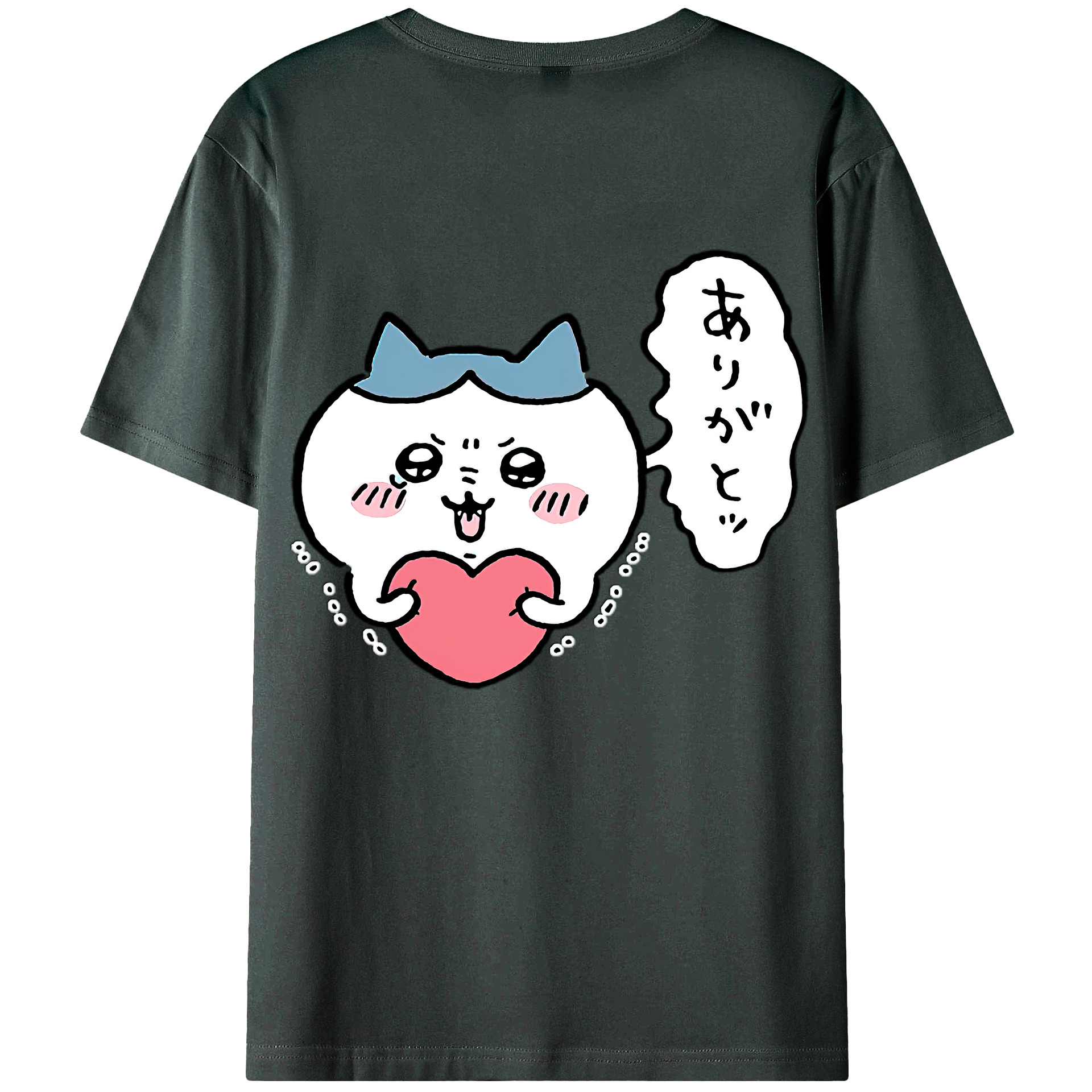 （画像用） ちいかわ ハチワレ Chii-kawa hachiware 綿100％ メンズ半袖Tシャツ（バックプリント） 通気性